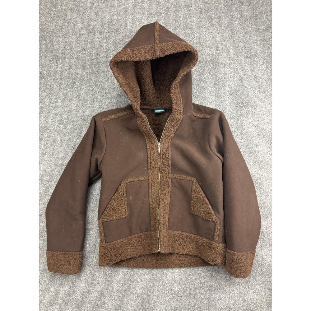 KAVU Jacket Womens Small Brown Hooded Sherpa Fleece Lined Full Zip Warm Coat